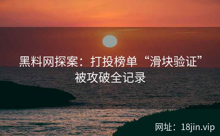 黑料网探案：打投榜单“滑块验证”被攻破全记录