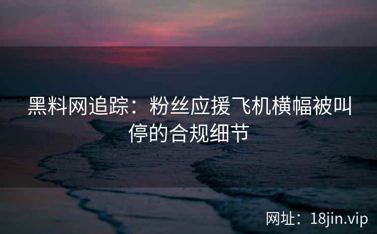 黑料网追踪：粉丝应援飞机横幅被叫停的合规细节