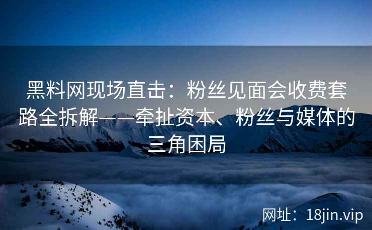 黑料网现场直击：粉丝见面会收费套路全拆解——牵扯资本、粉丝与媒体的三角困局