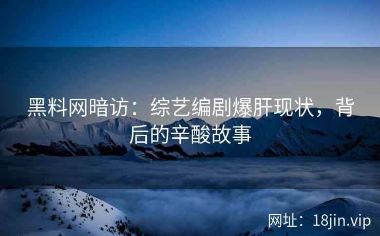 黑料网暗访：综艺编剧爆肝现状，背后的辛酸故事