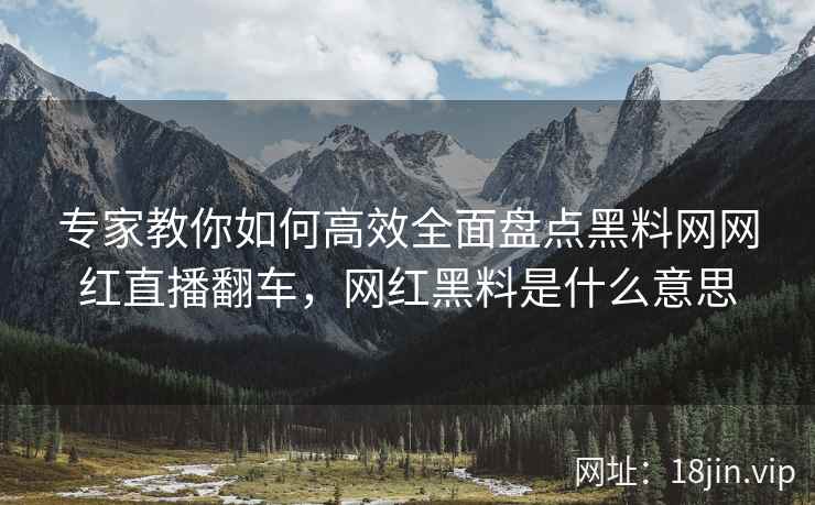 专家教你如何高效全面盘点黑料网网红直播翻车，网红黑料是什么意思
